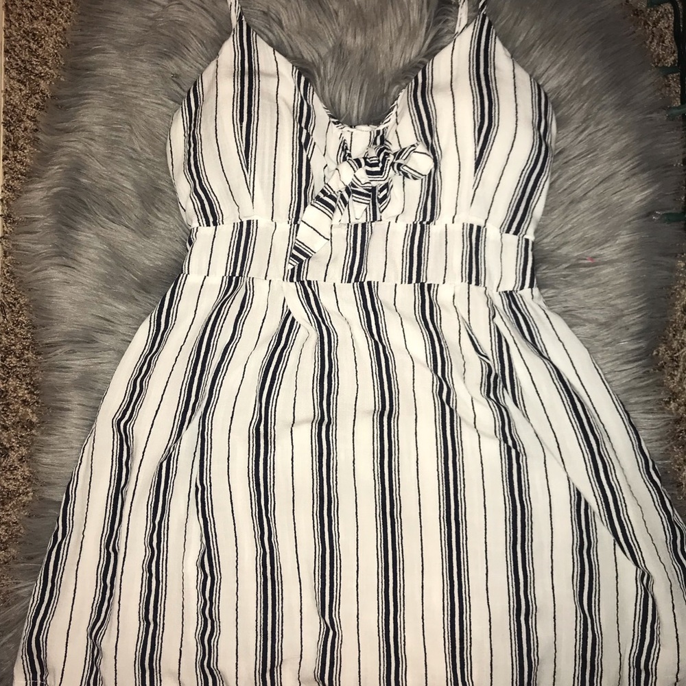 Striped bow cut out dress